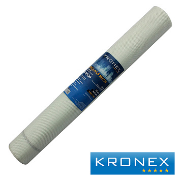 Стеклосетка штукатурная "KRONEX" 4х4мм, разрыв 2000, белая, класс А, рулон 1х25м
